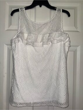 Lilly Pulitzer Women's White Lace Ruffle Tank Top